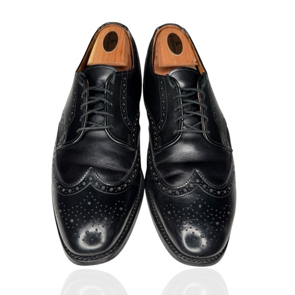 Allen Edmonds Ashland 4104 Black Leather Short Wing Full Brogue Derby 9 D READ